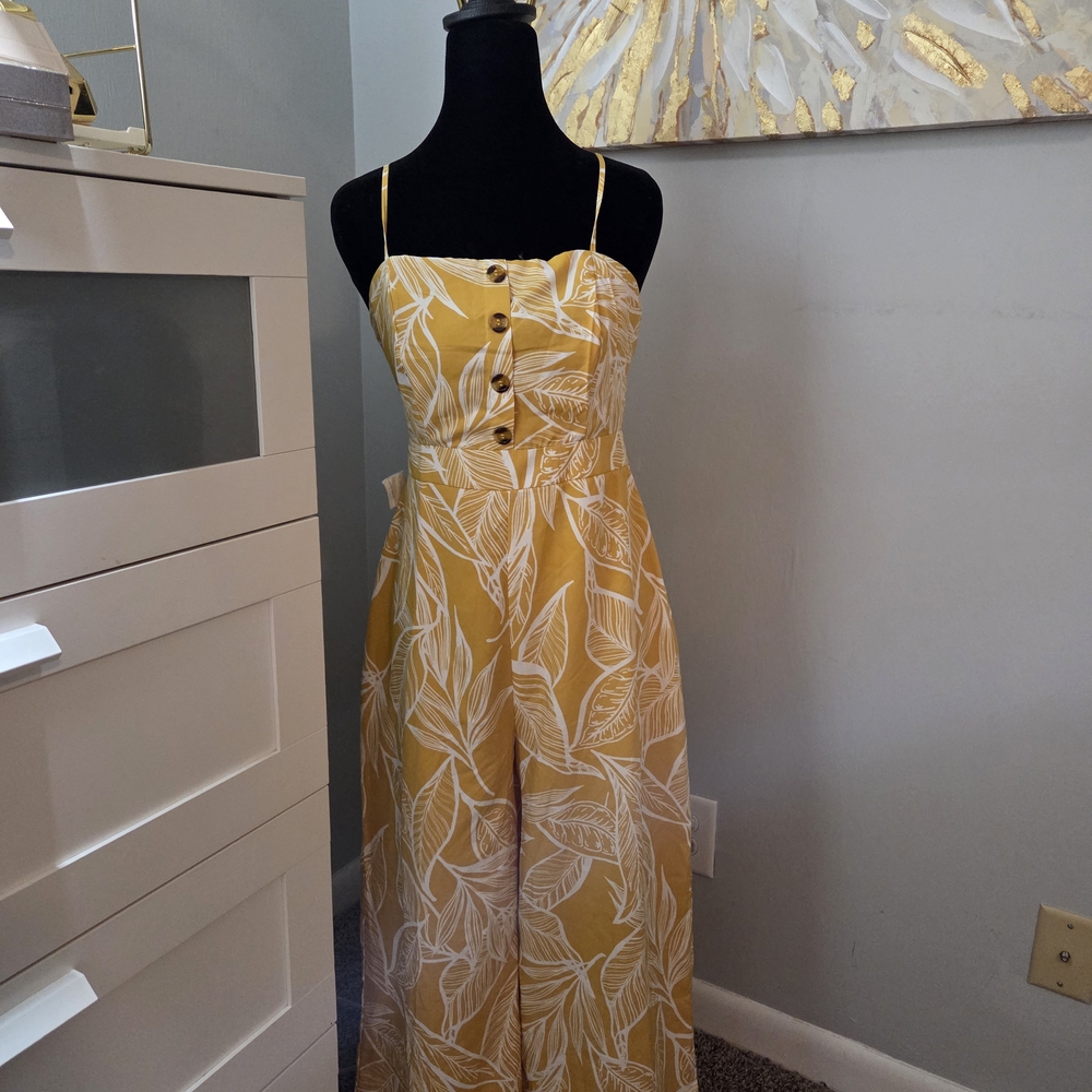 FAVLUX Mustard Leaf Print Jumpsuit